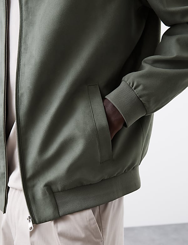 Faux Suede Bomber Jacket