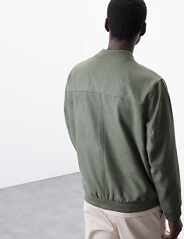 Faux Suede Bomber Jacket