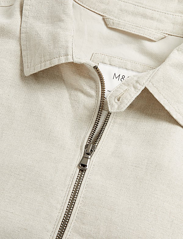 Linen Blend Harrington Jacket