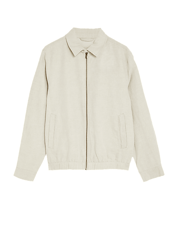 Linen Blend Harrington Jacket