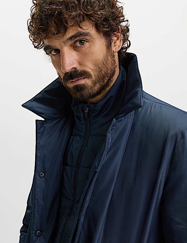 Shirt Collar Mac with Removable Bib - US