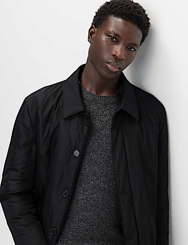 מעיל גשם עם צווארון חולצה וחלק קדמי נשלף - IL