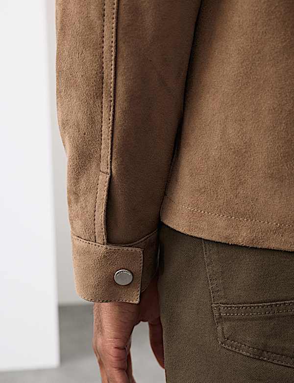 חולצת ז'קט קלת משקל מבד דמוי זמש - IL