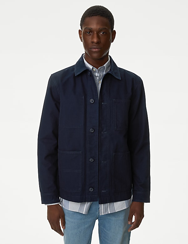 Pure Cotton Chore Jacket with Stormwear NAVY Jackets M S RS
