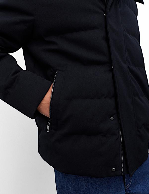 Feather and Down Technical Wool Puffer Jacket