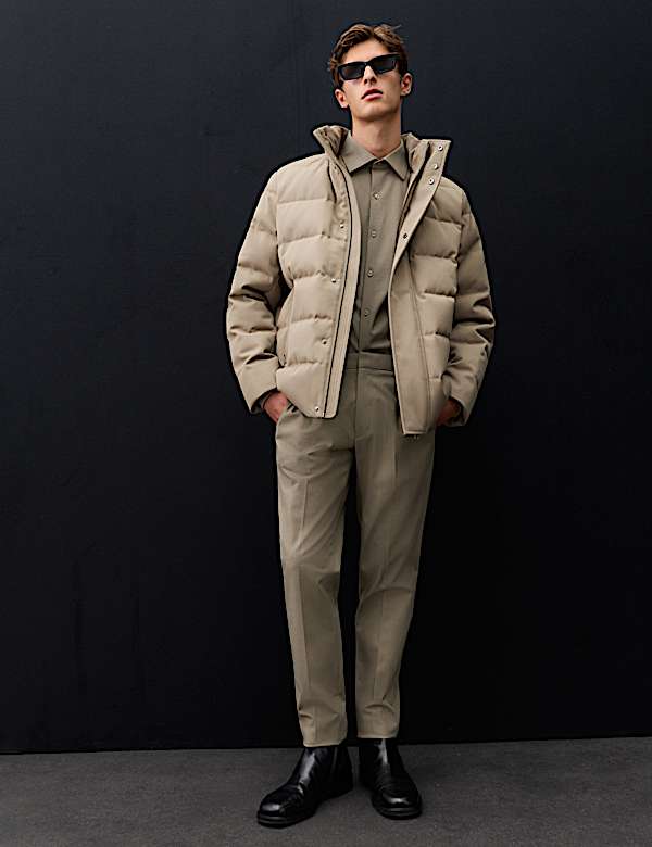 Feather and Down Technical Wool Puffer Jacket