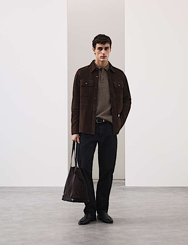 Suede Curved Hem Overshirt - TW