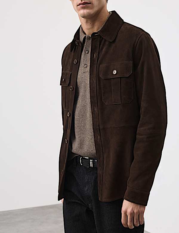 Suede Curved Hem Overshirt - TW