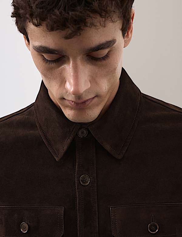 Suede Curved Hem Overshirt - TW