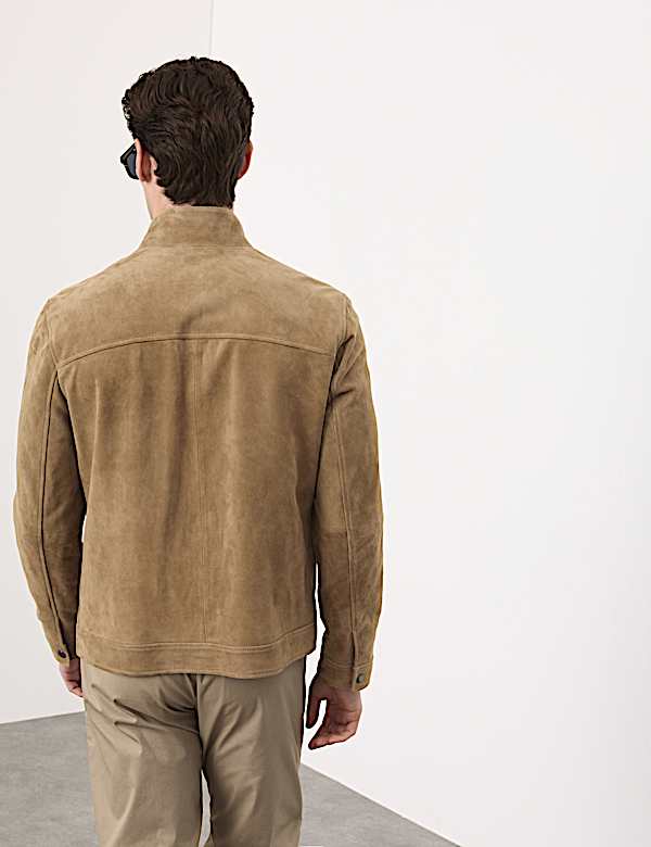 Colbert van su&egrave;de en kasjmier met opstaande kraag - NL