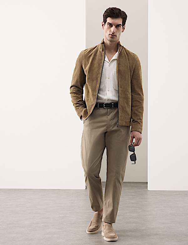 Colbert van su&egrave;de en kasjmier met opstaande kraag - NL