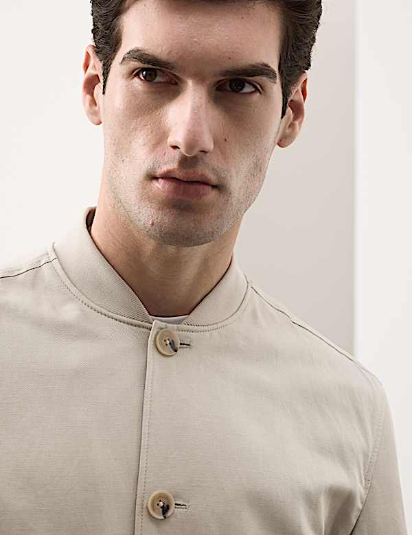 Blouson en coton et lin m&eacute;lang&eacute; - FR