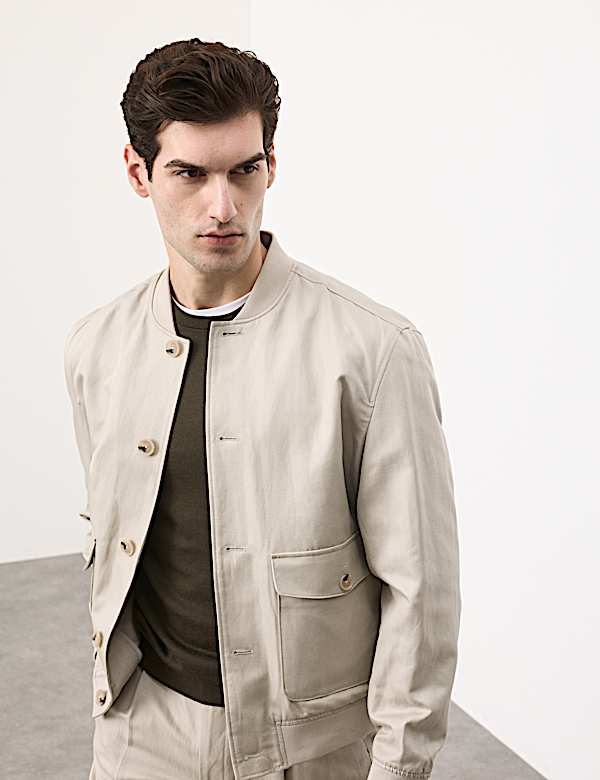 Blouson en coton et lin m&eacute;lang&eacute; - FR
