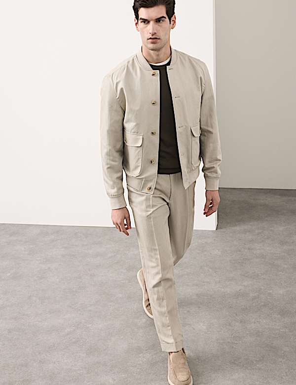 Blouson en coton et lin m&eacute;lang&eacute; - FR