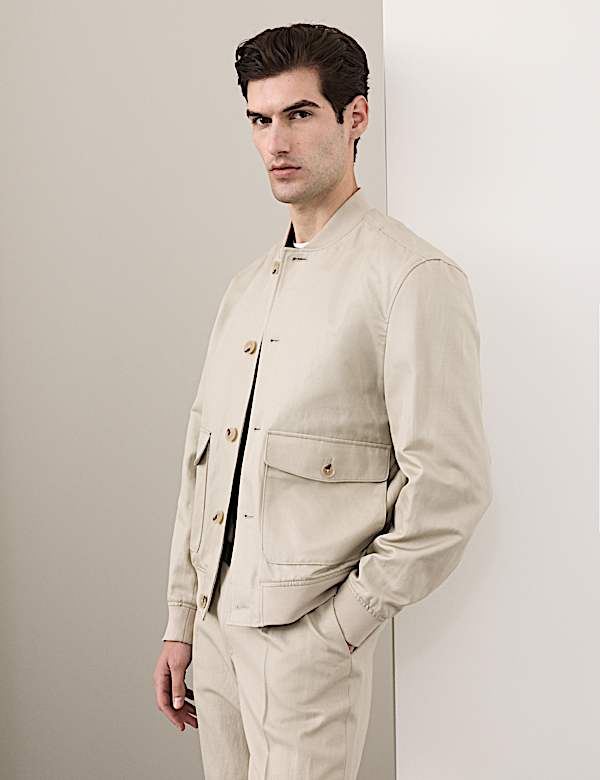 Blouson en coton et lin m&eacute;lang&eacute; - FR
