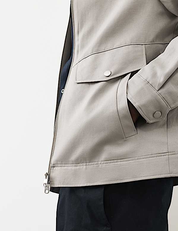 Cotton Rich Harrington Jacket with Linen - CZ