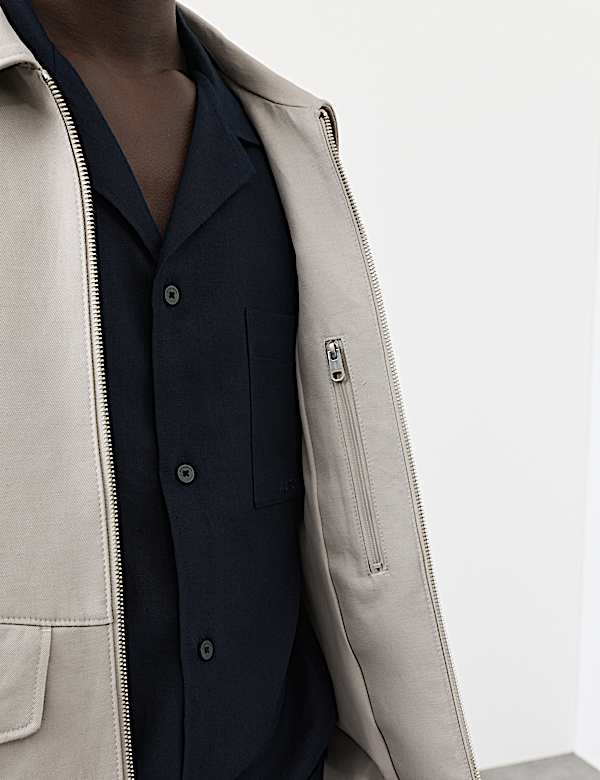 Cotton Rich Harrington Jacket with Linen - CZ