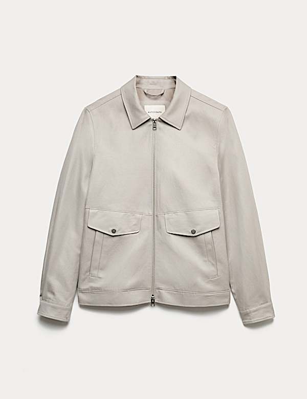 Cotton Rich Harrington Jacket with Linen - CZ