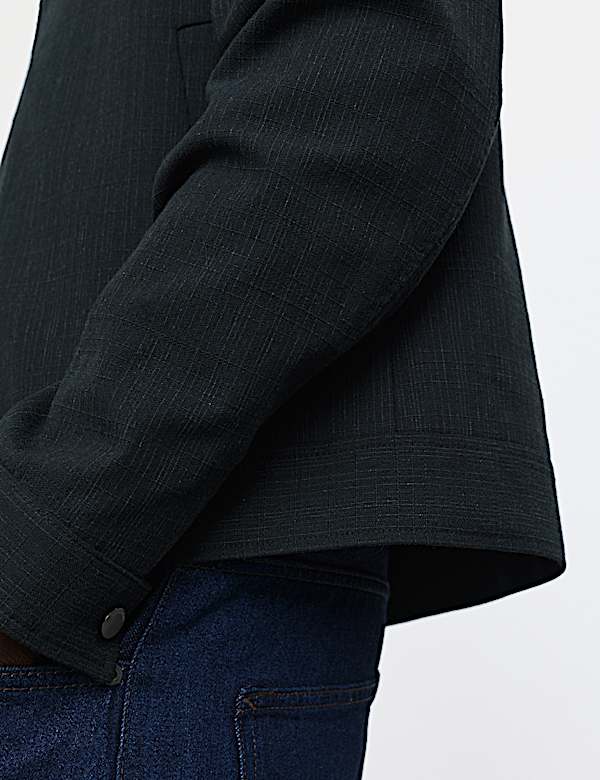 Cotton Blend Textured Harrington Jacket - NL