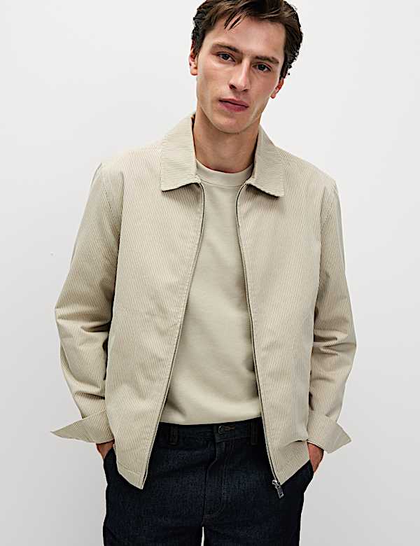 Cotton Rich Striped Harrington Jacket - VN