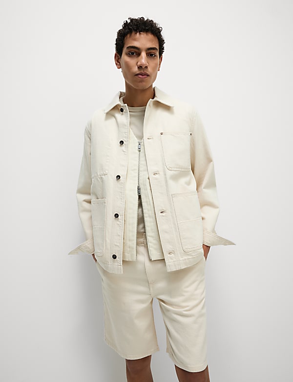 Denim Contrast Collar Jacket - ID