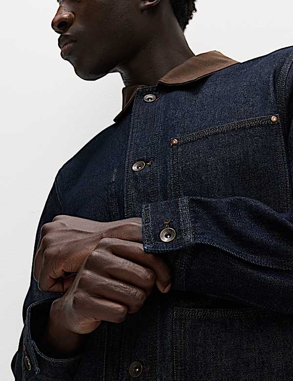 Denim Contrast Collar Jacket