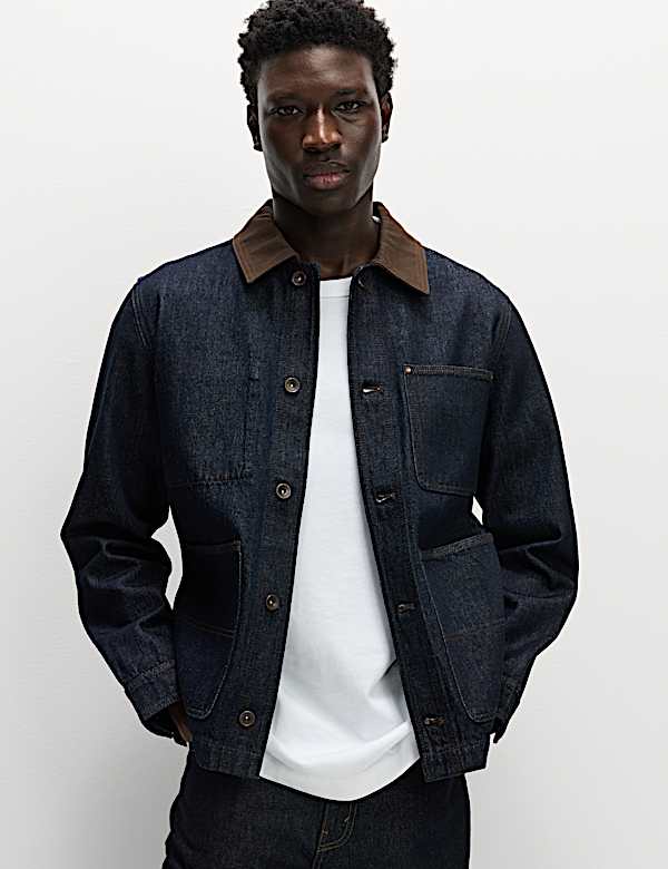 Denim Contrast Collar Jacket