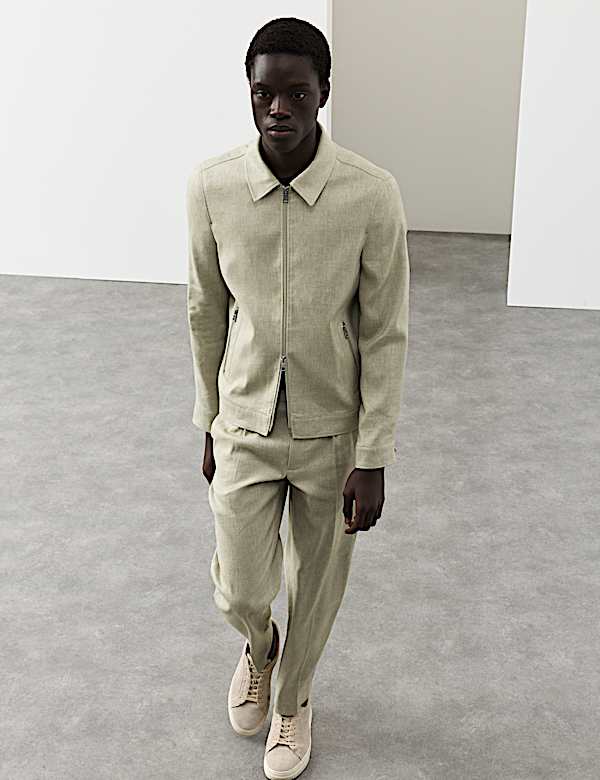 Linen Blend Performance Harrington Jacket - CZ