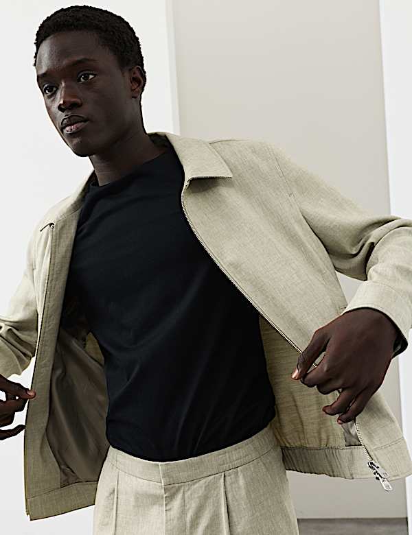 Linen Blend Performance Harrington Jacket - CZ