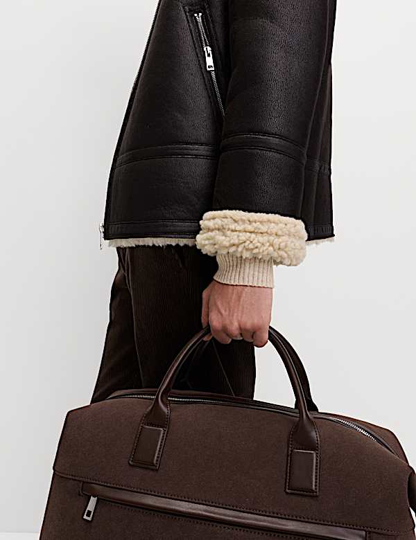 Faux Leather Aviator Jacket - CZ