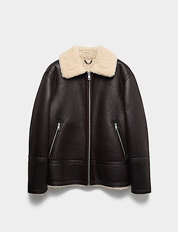 Faux Leather Aviator Jacket - CZ