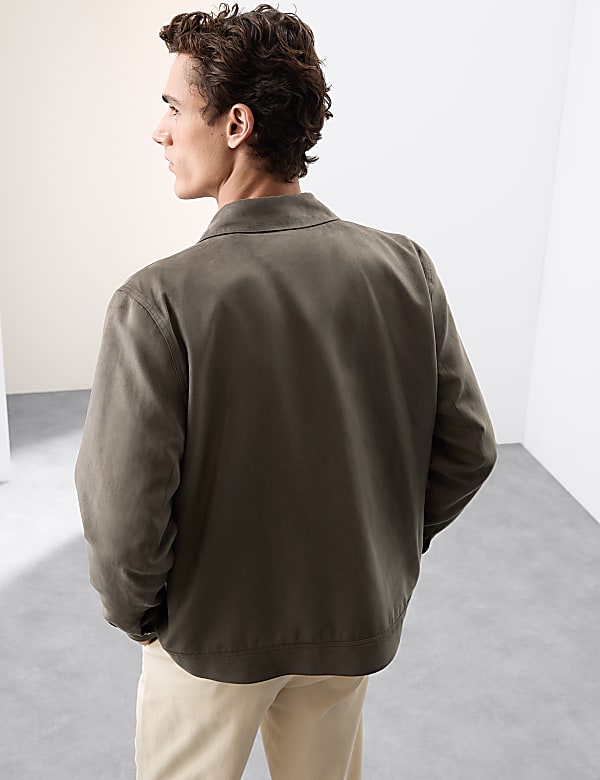 Faux Suede Harrington Jacket