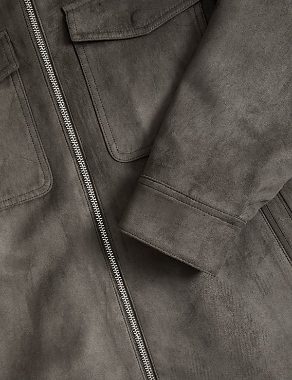 Faux Suede Harrington Jacket