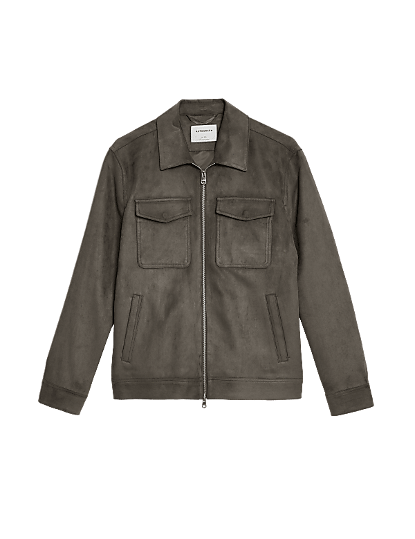 Faux Suede Harrington Jacket