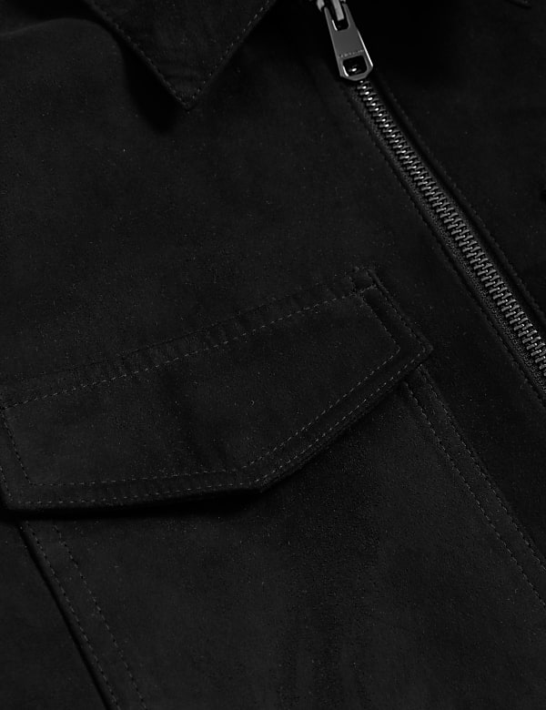 Faux Suede Harrington Jacket