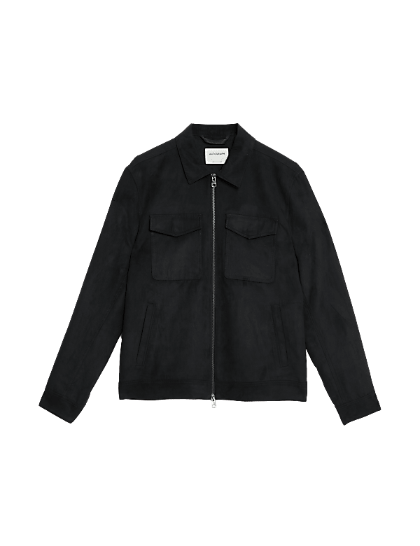 Faux Suede Harrington Jacket