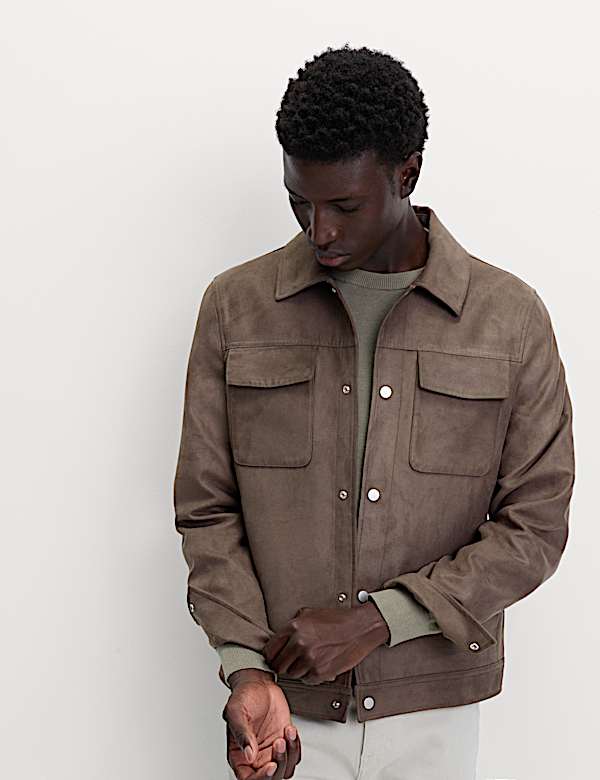 Faux Suede Trucker Jacket - SK