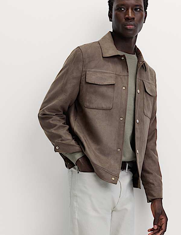 Faux Suede Trucker Jacket - GR