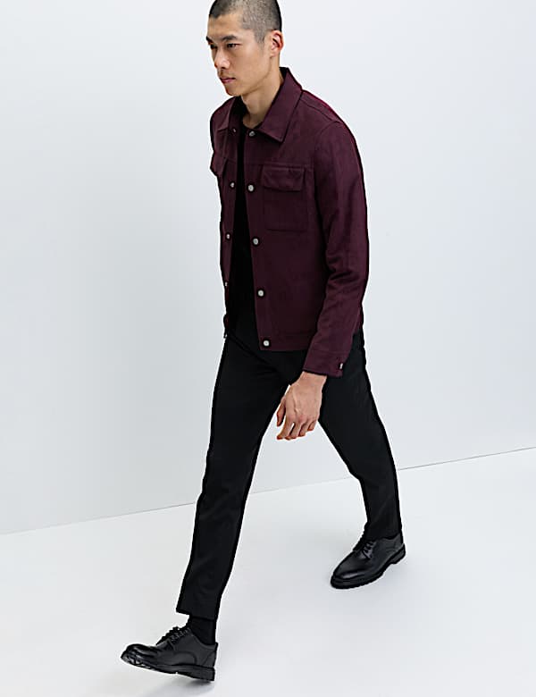 Faux Suede Trucker Jacket - HU