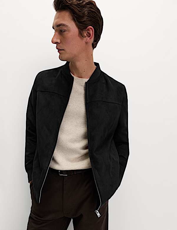 ז'קט בומבר דמוי זמש - IL