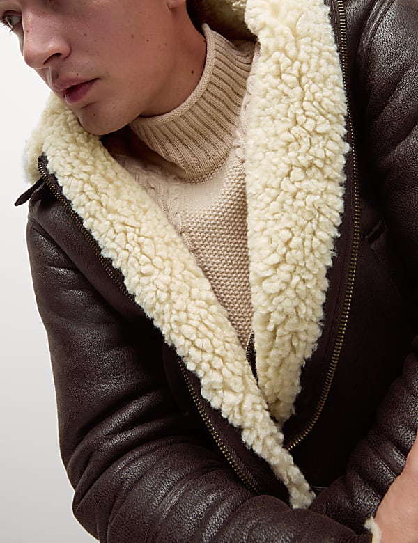 Faux Leather Aviator Jacket - FR