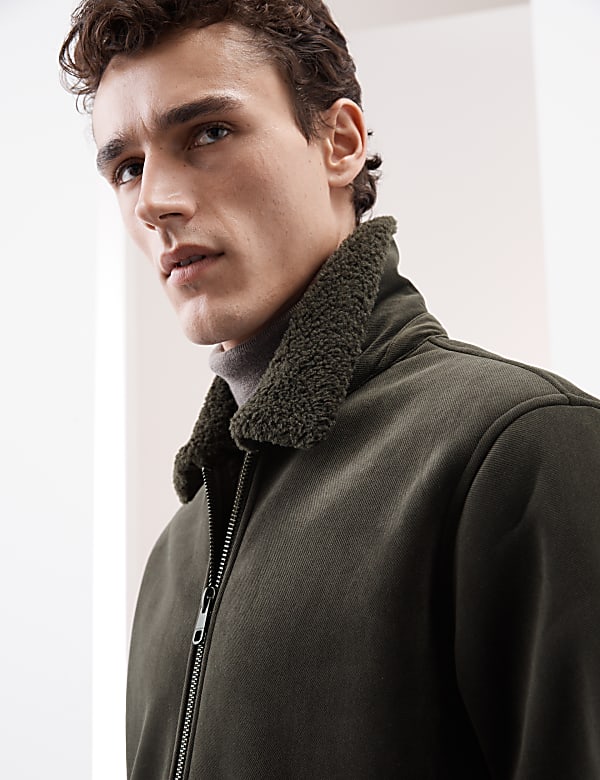 Faux Suede Bomber Jacket