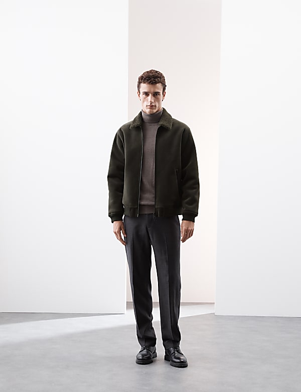 Faux Suede Bomber Jacket