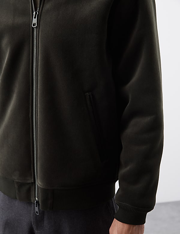 Faux Suede Bomber Jacket