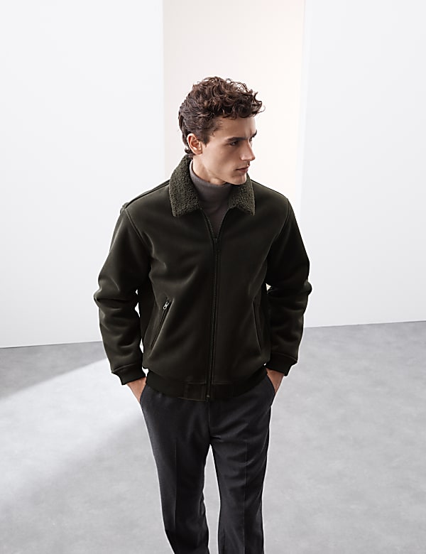 Faux Suede Bomber Jacket