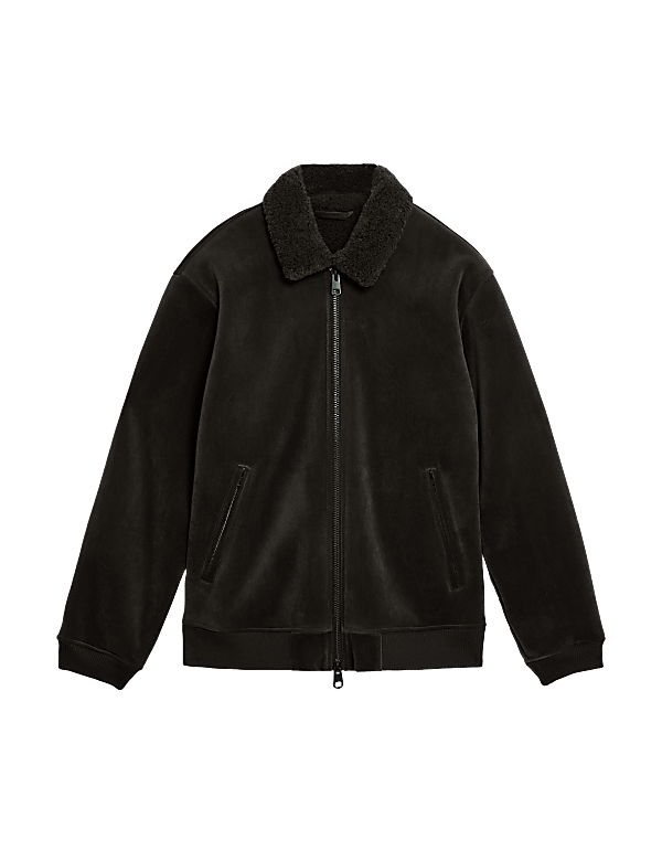 Faux Suede Bomber Jacket