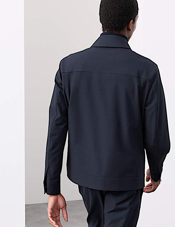 Textured Technical Twill Trucker Jacket