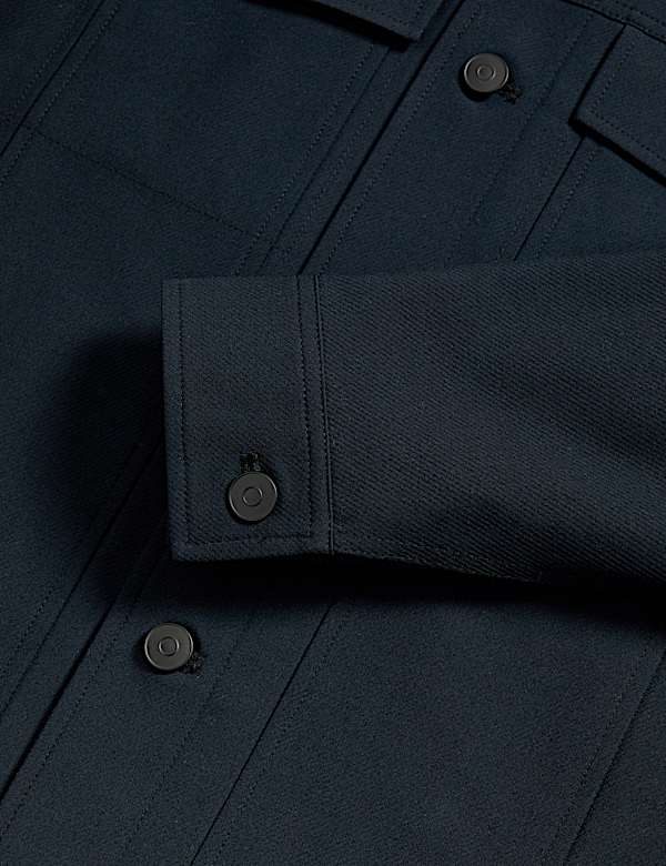 Textured Technical Twill Trucker Jacket