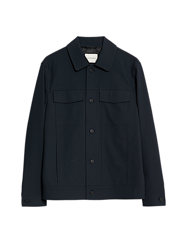 Textured Technical Twill Trucker Jacket