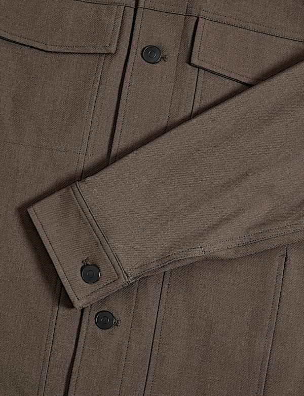 Textured Technical Twill Trucker Jacket